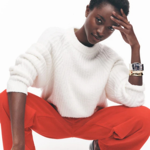 Madewell Ribbed Cotton-Blend Sweater NT618 Size S NWT Cream - Picture 1 of 6